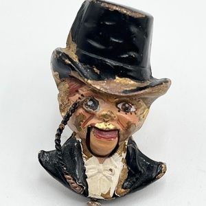 Antique Edgar Bergen Charlie McCarthy Enamel Fur Clip